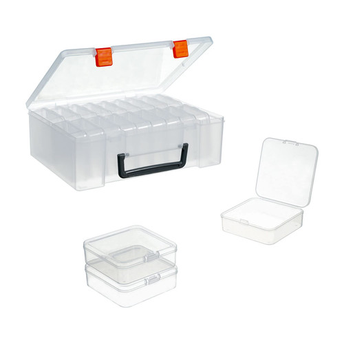 18 Pieces Small Plastic Craft 0rganizers and Storage, Transparent Box with Hi...