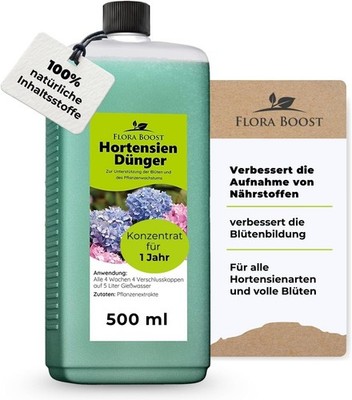 Hortensien Dünger 500ml Flora Boost | 100L Ergiebigkeit | Prachtvolle Blüten