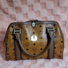 MCM Tan and Brown Logo Satchel