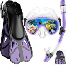 Snorkel Set with Fins for Adults, Snorkeling Gear for Adults Men and Women, Snor