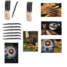 LAGUIOLE 6 COLTELLI BISTECCA CARNE PREMIUM LINE BLACK CM.11 STONEWASH PROF 2026
