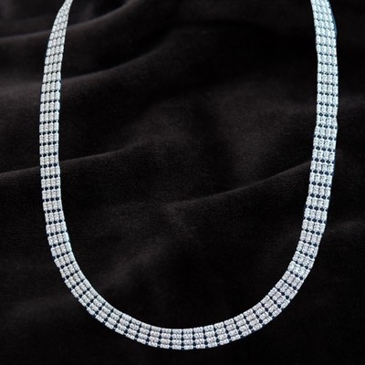 Atemberaubendes rhodiniertes Sterlingsilber italienischer Diamant-Effekt 20'' Halskette