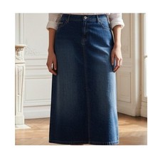 Carolina Blues Vintage Blue Denim Midi Skirt 24W