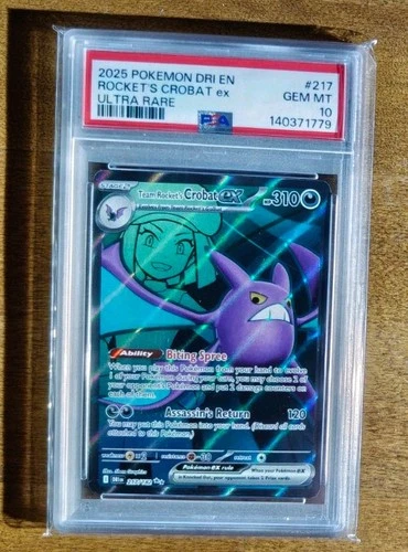2025 Pokemon Destined Rivals Team Rocket's Crobat ex 217/182 Ultra Rare PSA 10