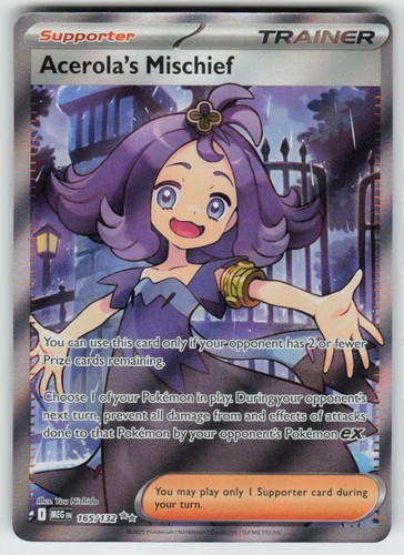Acerola's Mischief 165/132 Ultra Rare Mega Evolution Pokemon Holo Near Mint