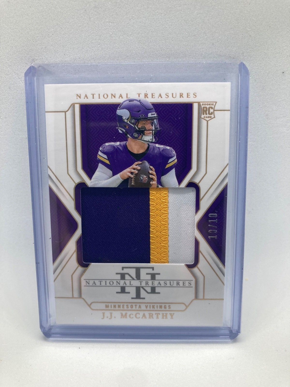 JJ McCarthy Panini National Treasures #214 Patch-Holo Gold