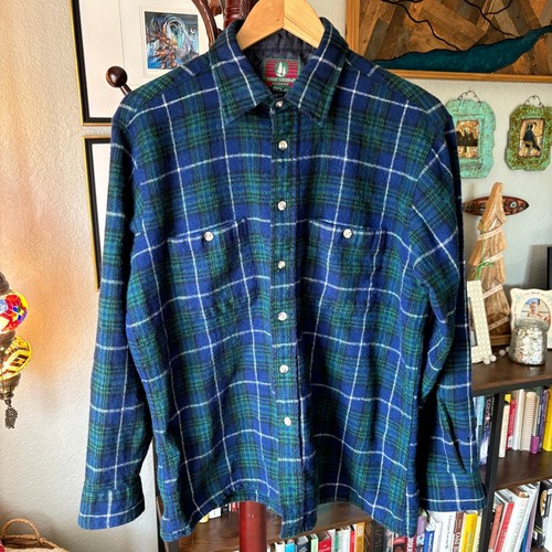 Vintage High Sierra Washable Wool Plaid Button Front Shirt Jacket Size L