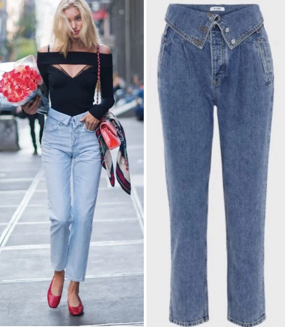 RE/DONE Originals 80s Fold Over Jean Blue Denim Size 27