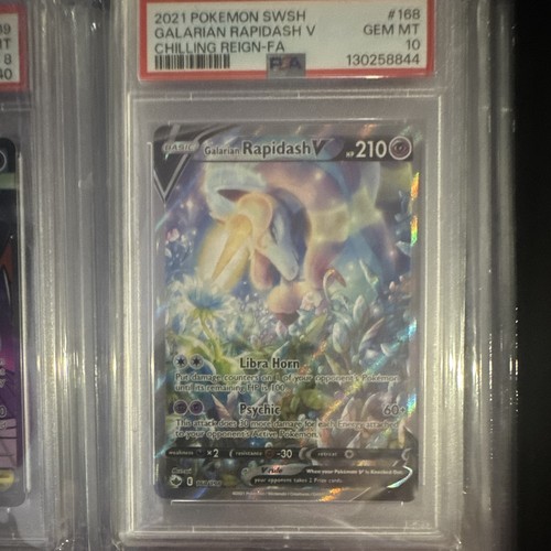 Pokémon TCG Galarian Rapidash V Chilling Reign Full Art Holo PSA 10 168/198