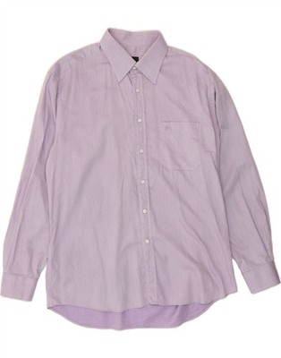 ROCCOBAROCCO Herren Hemd Größe 17 1/2 44 XL Lila Nadelstreifen Baumwolle CP12