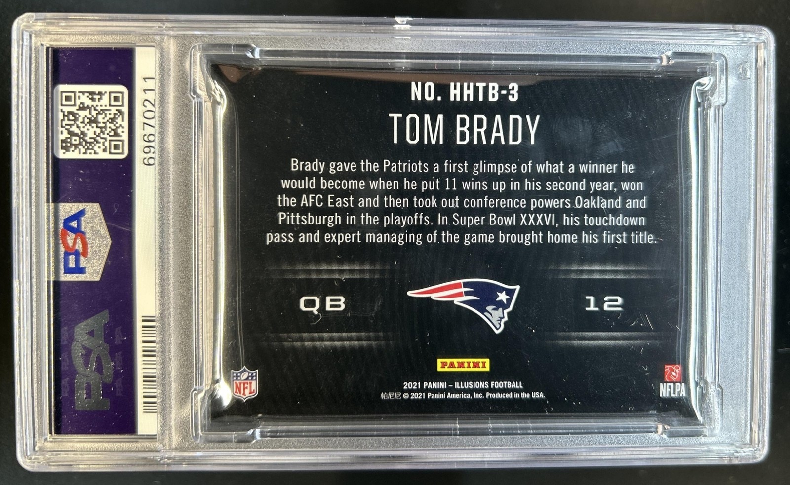 2021 Panini Illusions Tom Brady HoloHeroes #HHTB-3 Patriots PSA 9 view 2