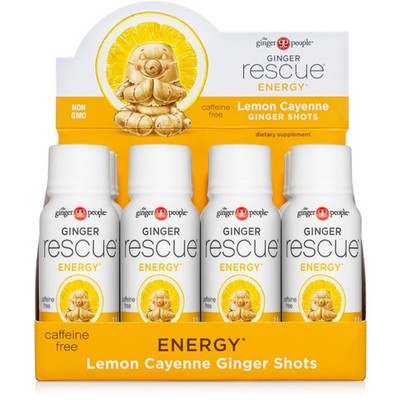 Ginger Rescue Shots   Caffeine-Free Energy, Digestive Health, Lemon Cayenne, 12