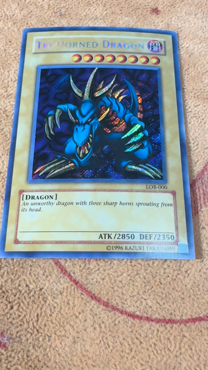 🔥 Tri-Horned Dragon LOB-000 SECRET RARE The Legend of Blue Eyes
