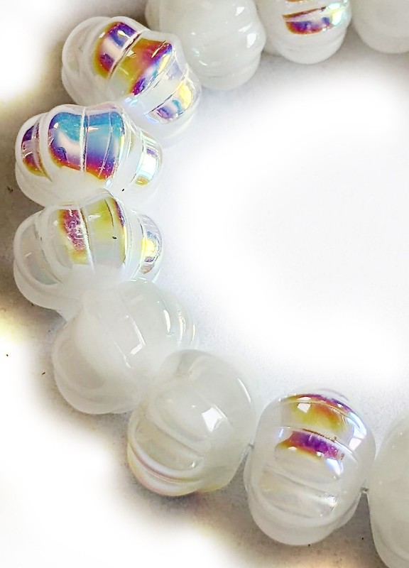 Czech Art Glass Jewelry BEADS  Crystal White Blossom Flower 12 mm 4 Beads (#z7n)