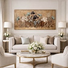 Framed Abstract Floral Wall Art for Living Room Decor Flowers Canvas Wall