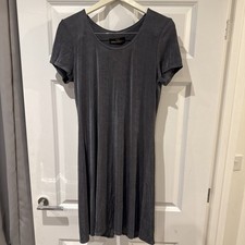 St Michael M&S Vintage Short Sleeve Stretchy Grey Dress Size 16