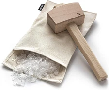 Ice Mallet and Lewis Bag - Wood Hammer and Canvas Bag for Crushed Ice