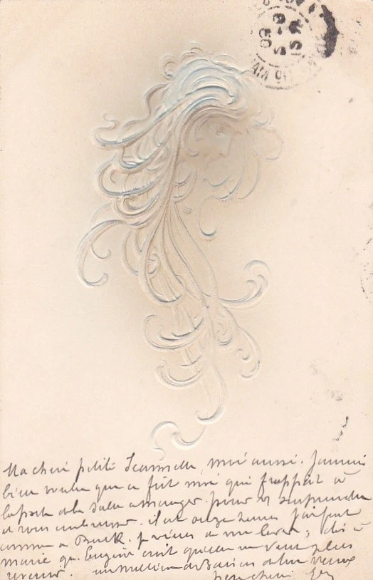 CPA AK Fantaisie en relief longs cheveux et Visage de profil - Ecrite 1903 - Photo 1/1