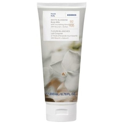 Korres White Blossom Body Milk 200ml,92% Natural,Aloe, Almond Oil, Provitamin B5