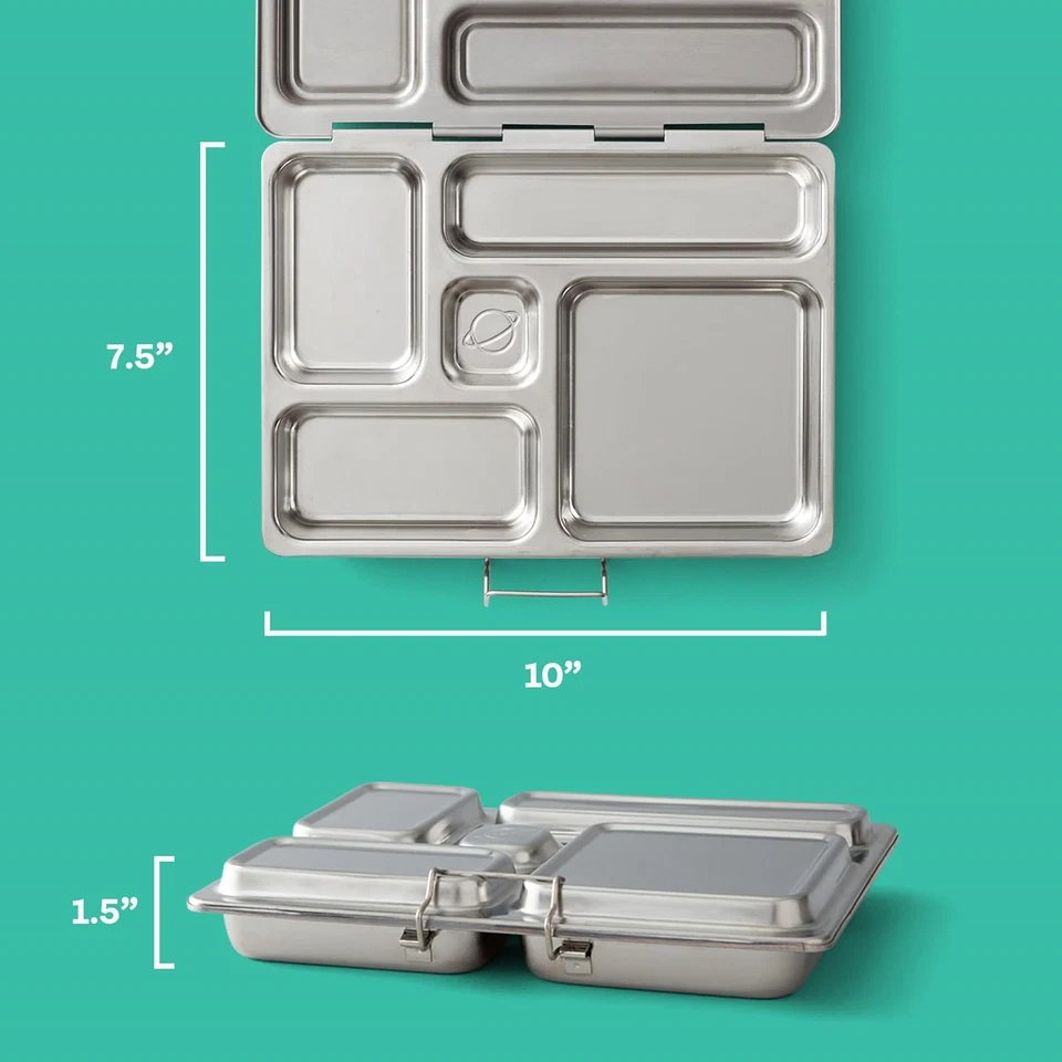 Planetbox Rover aço inoxidável estilo caixa Bento kit lancheira para crianças com 5 Co - Imagem 2 de 4