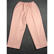 Vintage 80s Alfred Dunner Light Pink Elastic Waist Pants Made in USA Women 18W