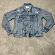 Old Navy Denim Jacket Size S Distressed Trucker Classic 100 Cotton