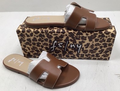 French Sole Fsny Alibi Cognac Sandals White Stitching Women's Size 9.5M