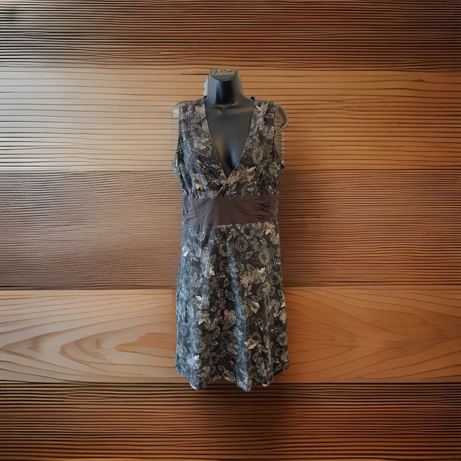Patagonia A-line Black Floral Dress Large O1