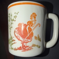 Vitrock mug Little Bo Peep fire king vintage 1940/50's red on white