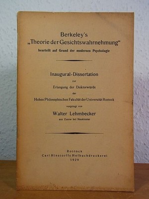 Berkeley's Theorie der Gesichtswahrnehmung beurteilt auf Grund der modernen Psyc