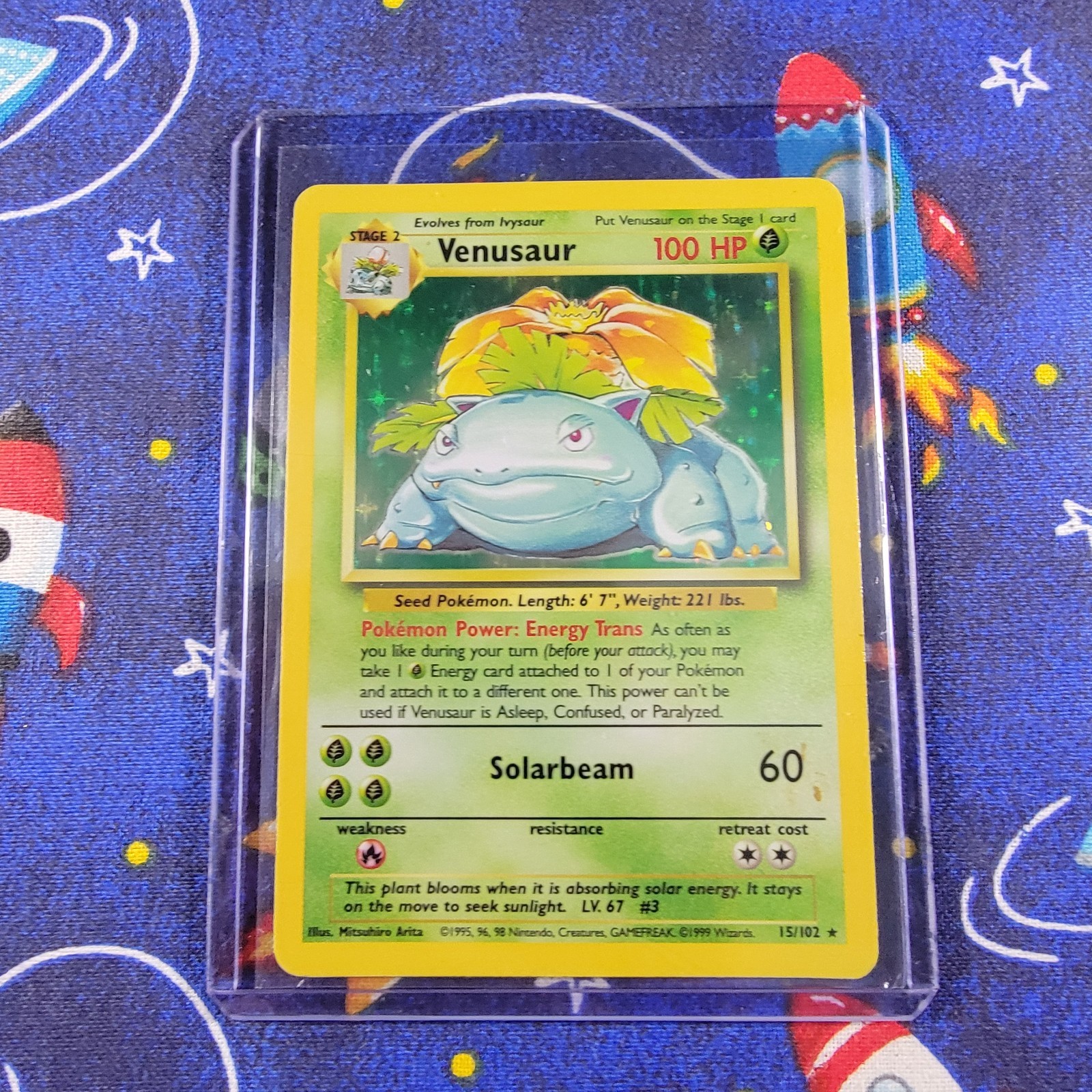 Venusaur Holo Rare 15/102 Base Set Stage 2 100 HP English 1999 WOTC