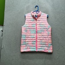 Lands' End Girls Vest XXL Pink Puffer Primaloft Zipper Logo Sleeveless