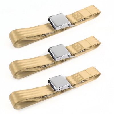  Truck 1933 - 1947 Airplane 2pt Tan Lap Bench Seat Belt Kit - 3 Belts rod
