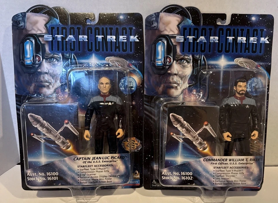 11 Playmates Star Trek Primer Contacto Acción Picard Troi Riker Data Worf Borg Foto 3 de 4