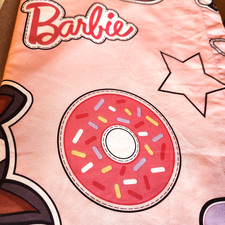 Mattel Barbie Twin Flat Bed Sheet Dog Kitty  Rainbow 100 Poly