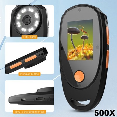 500X Handheld Digital Microscope 2'' Screen 2 MP Portable Microscope Photo Camera