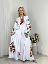 Exclusive Ukrainian Embroidered Maxi Dress, Vyshyvanka, Custom Size Colour