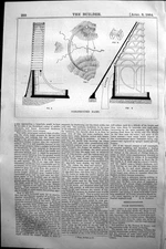 Original Old Antique Print 1864 Builder Constructed Dams Diagrams Victorian