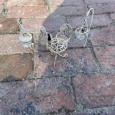 miniature wrought iron-style garden bistro set, fairy gardens or dollhouses Bb3