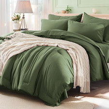 Olive Green California King Comforter Set - 7 Piece Bed in a Bag