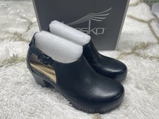 🧡*NIB* Dansko Sassy Leather Black Milled Burnished Clog Women's EU 38 US 7.5-8