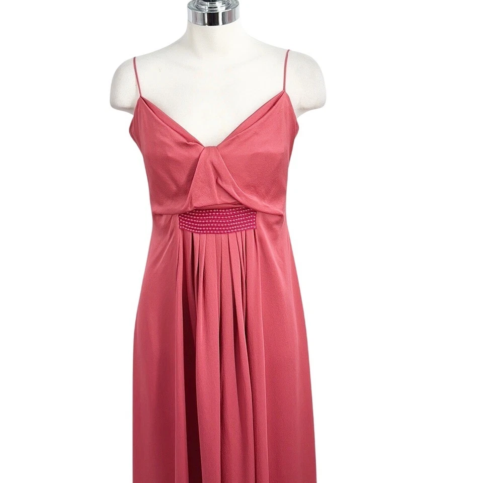 Zac Posen Coral Pink Silk Dress Beaded Empire Waist Formal Evening Gown size 6 - Image 4 of 4