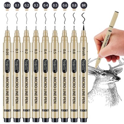 Black Micro-Pen Fineliner Ink Pens, 9 Size Ultra Fine Point Pen, Waterproof A...