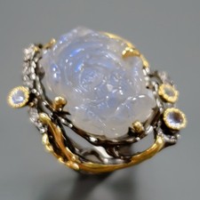 Gemstone 29 ct Natural Labradorite Ring 925 Sterling Silver Size 7.5 /R429570