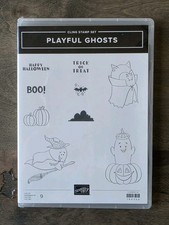 Stampin Up PLAYFUL GHOSTS Cling Stamp Set Halloween Dracula Boo Trick or Treat