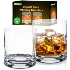 Nutrichef 2 Sets Crystal-Clear Stemless Wine Glass-Elegant Clear Glasses (Pair)