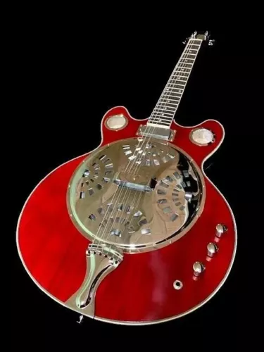 NEW CUSTOM 6 STRING RED RESONATOR ACOUSTIC/ELECTRIC SLIDE GUITAR WITH GIG BAG