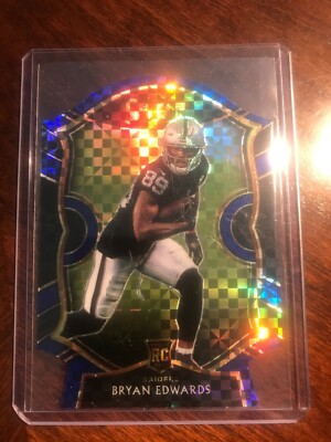 BRYAN EDWARDS RC 2020 Select ''BLUE CHECKERBOARD'' Die Cut Concourse #76 Raiders