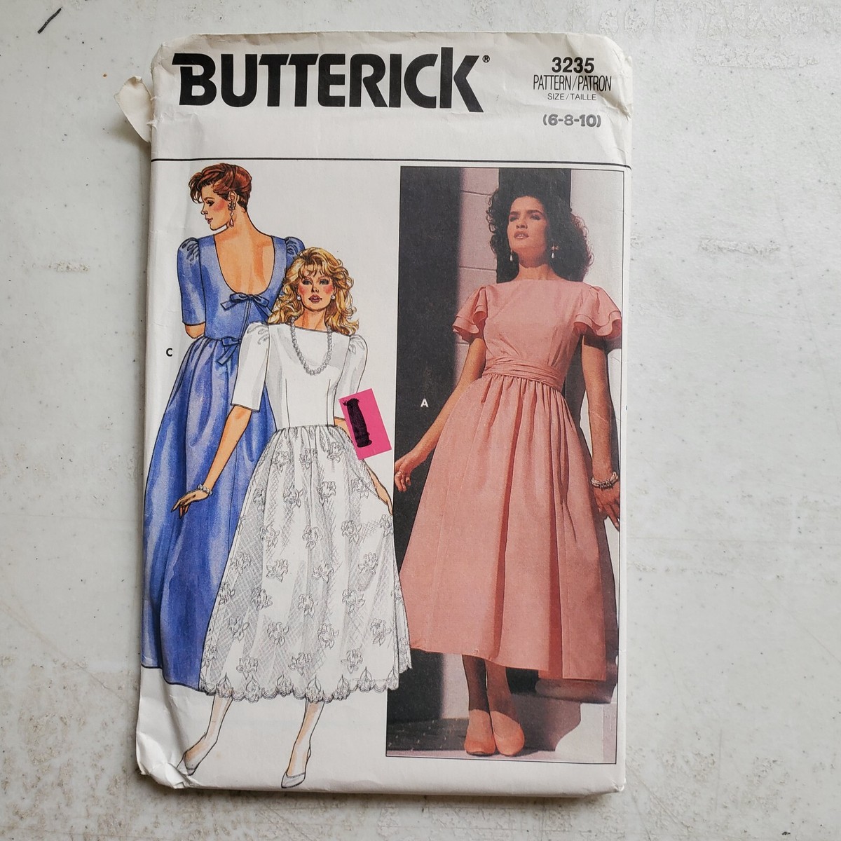 butterick formal dress patterns Vtg Pattern 3235 Fit Flare Low Back Miss 6 8 10 UNCUT '85 princess line dress designs