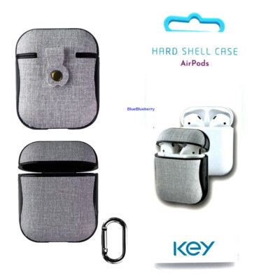 New Key Hard Shell Case and Clip for AirPods (1st 2nd Gen) Gray/Black 